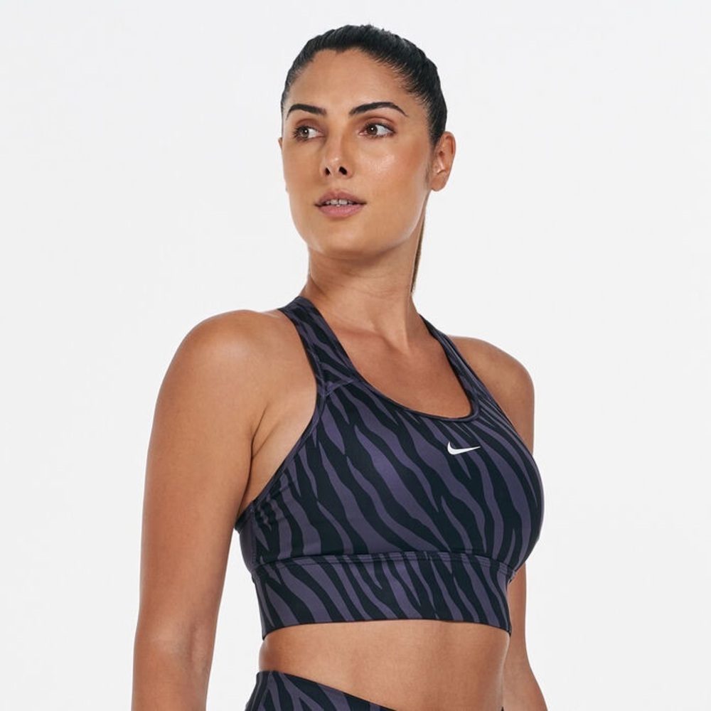 Nike Swoosh Icon Clash Dark Raisin Padded Pro Longline Sports Bra S CZ7208-573